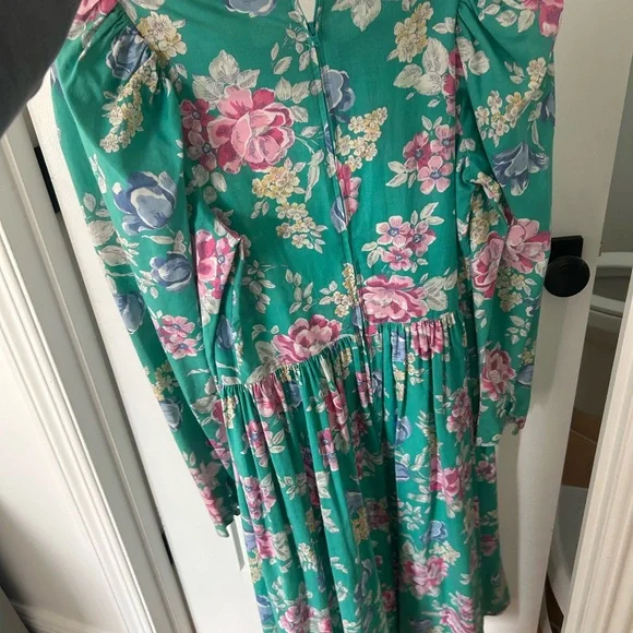 green emerald velvet dress LAURA ASHLEY Size S GREEN & WHITE Women Dress main image 0